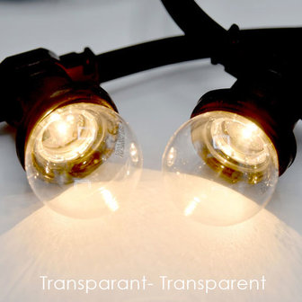 Schwarze Birnenlichterkette - 50 Meter - Inklusive LED Lampen warm wei&szlig;