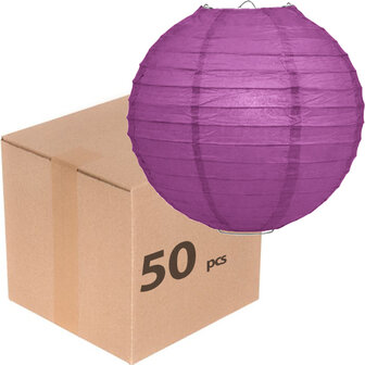 50 x Lampion 25cm - Lila rijstpapier 