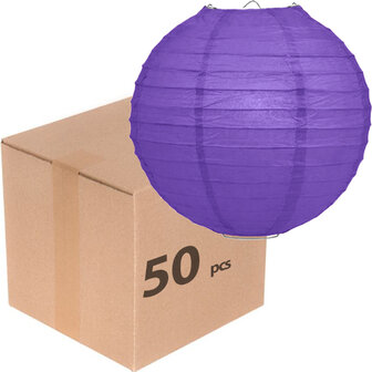 50 x Lampion 25cm - Paars rijstpapier 