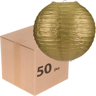 50 x Lampion 25cm - Goud rijstpapier 
