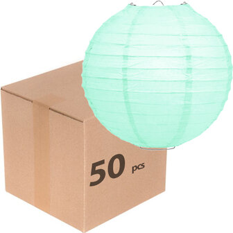 50 x Lampion 25cm - Licht mint rijstpapier 