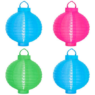 Set van 4 Solar Lampionnen Fel Blauw/Roze/Groen 20 cm