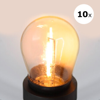 10 x warm witte LED filament lamp met transparante kap - 1 watt - 2000K