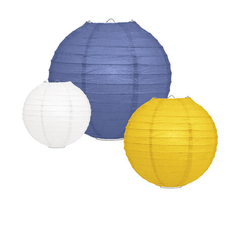 Lampionpakket - Navy blue & Yellow - 10-delig