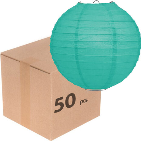 50 x Lampion 25cm - Teal rijstpapier 