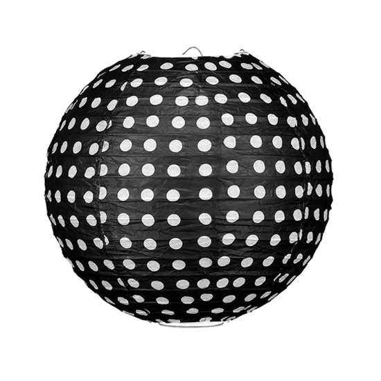 Lampion polkadot zwart 35cm