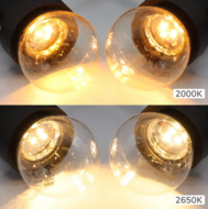 Prikkabel set met 2 watt dimbare LED lampen met LEDs in bodem