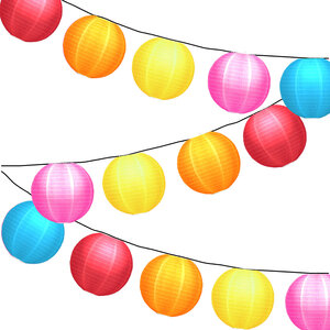 Lampionpaket - Nylon Regenbogen - 20-teilig - inkl. LED Lichterkette 