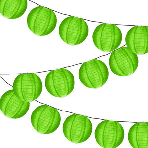 Lampionpaket - Nylon Grün - 20-teilig - inkl. LED Lichterkette 