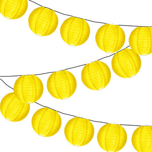 Lampionpaket - Nylon Gelb - 20-teilig - inkl. LED Lichterkette 