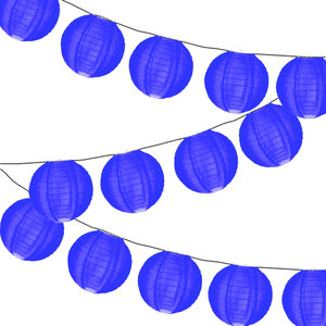Lampionpaket - Nylon Dunkelblau- 20-teilig - inkl. LED Lichterkette 