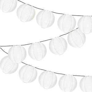 Lampionpaket - Nylon Weiß - 20-teilig - inkl. LED Lichterkette 