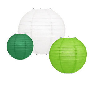 Lampion Set - Papier - Grün - 10-teilig