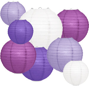 Lampion Set - Papier - Violett - 40-teilig