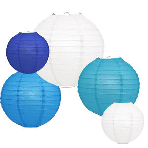 Lampion Set - Papier - Blau - 20-teilig