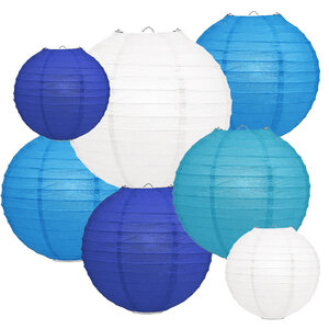 Lampion Set - Papier - Blau - 40-teilig