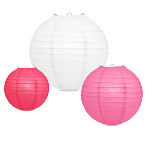 Lampion Set - Papier - Rosa - 10 Teilig