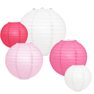 Lampion Set - Papier - Rosa - 20 Teilig