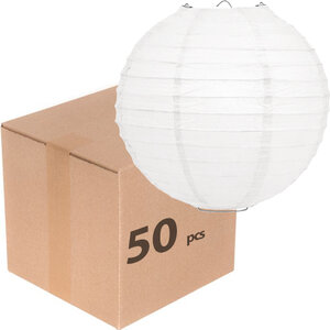 Lampion wit rijstpapier - 25cm - karton 50 stuks