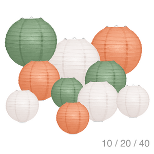 Lampionenpaket ELFENBEIN, SALBEI und PFIRISCH - Papierlampions  Lampionenpaket ELFENBEIN, SALBEI und PFIRISCH - Papierlampions