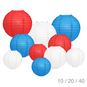 Lampionenpaket ROT, WEIß und BLAU - Papierlampions Lampionenpaket ROT, WEIß und BLAU - Papierlampions